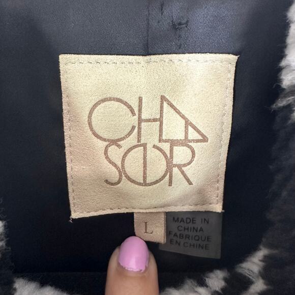 Chaser Love Faux Fur Teddy Jacket Black & White Size Large - Picture 3 of 9